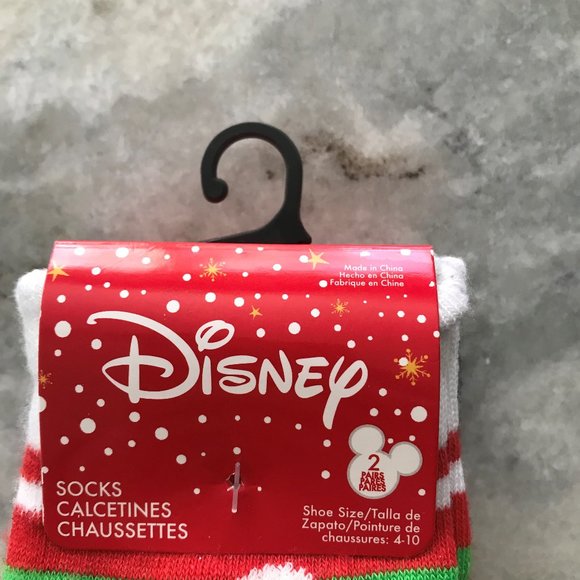 Set of 2 Pairs of Mickey & Minnie Mouse Tsum Tsum Christmas Hoilday Socks NEW - Picture 3 of 5